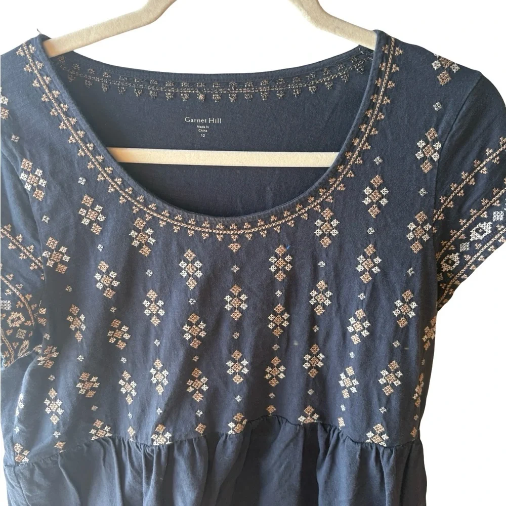 Garnet Hill Organic-Cotton Embroidered Knit Dress 12 - Picture 4 of 6